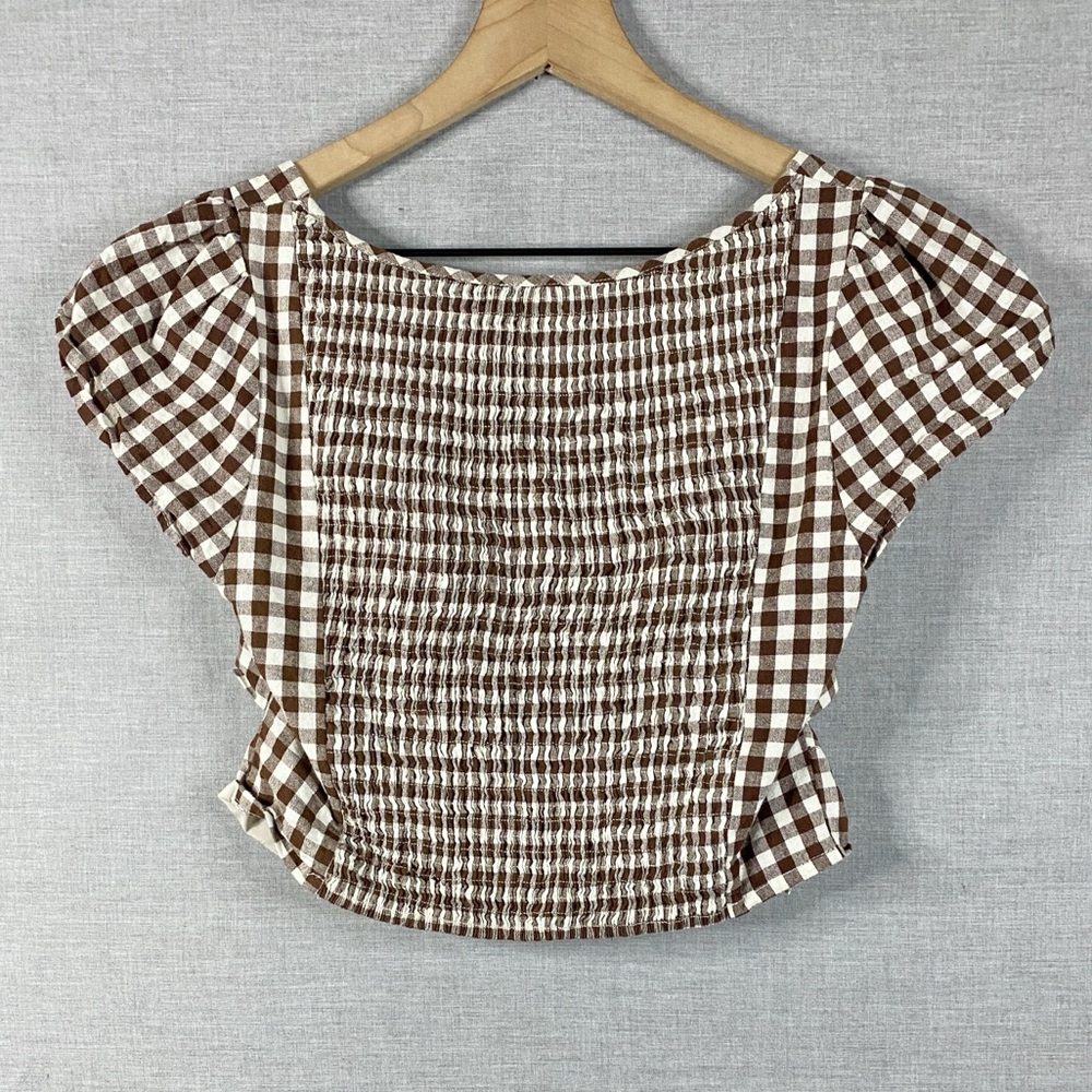 Forever 21 Women's Brown Gingham Crop Top Size Large - Picture 6 of 6